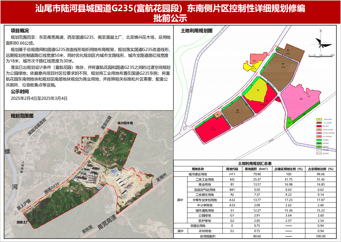 《汕尾市陸河縣城國道G235（富航花園段）東南側(cè)片區(qū)控制性詳細(xì)規(guī)劃修編》批前公示.png